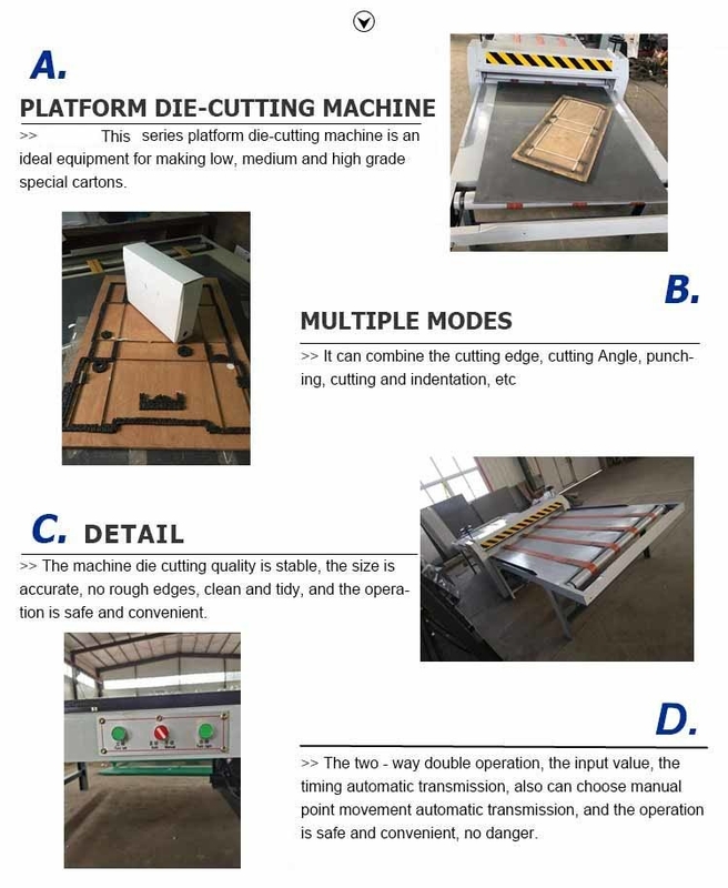 Convenient Platform Corrugated Box Die Cutting Machine 0-15m / Min