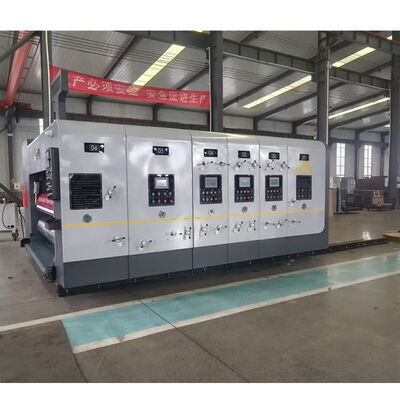 Máquina de Impressão de Caixas de Papelão com Controle PLC 4 Cores Flexo Print Die Cutter Slotter para Produção de Vários Tamanhos de Placas